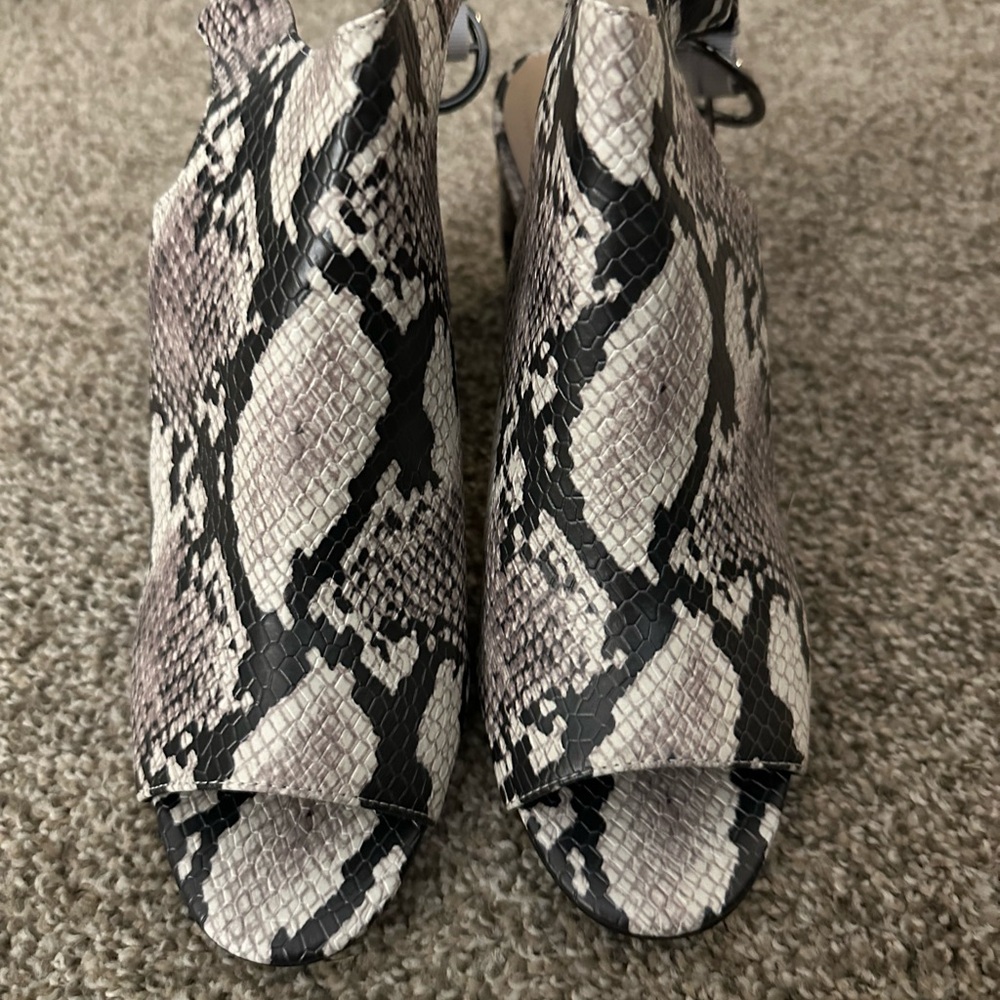 Alfani Faux Snakeskin Pattern Open-Toe Heels